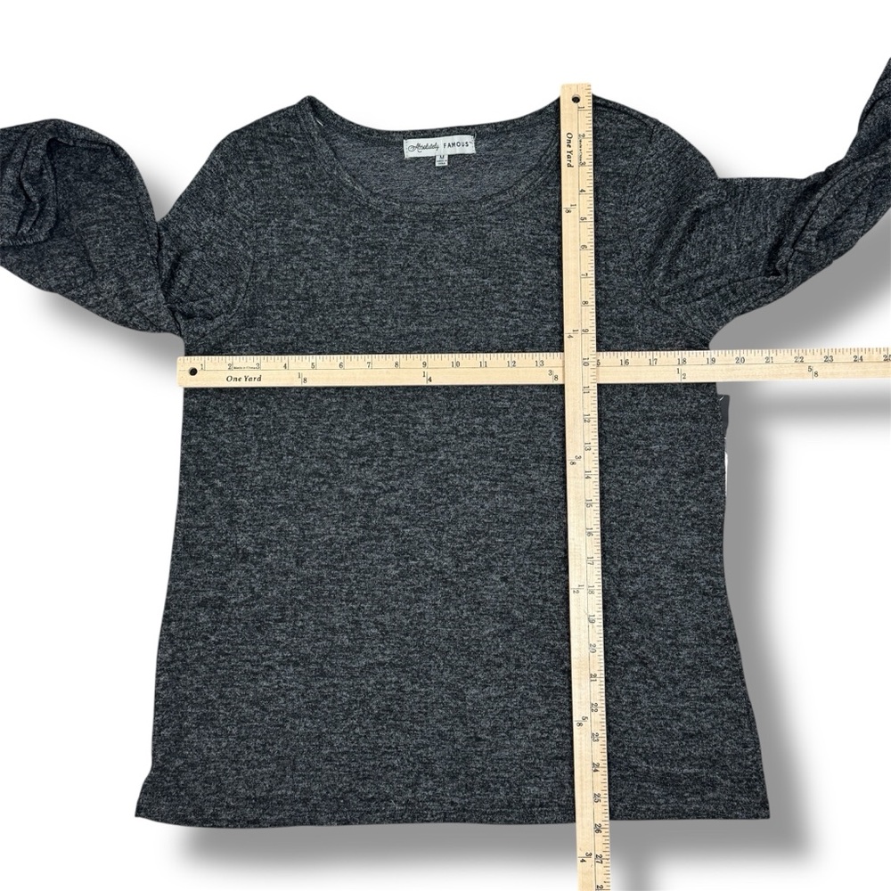 Absolutely Famous Bishop Long Sleeve Knit Top Charcoal Grey Medium Dark Poet - Picture 11 of 12